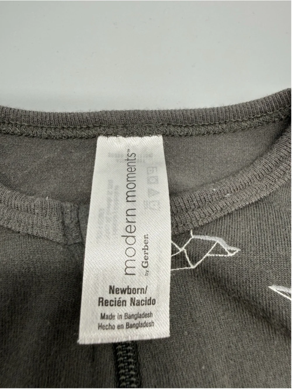 modern moments by Gerber Gray Bird Print Newborn Knit Coverall Zip One-Piece